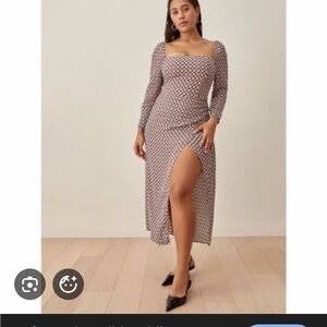 Reformation Geometric Long Sleeve Dress Hilda